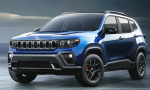 Jeep Renegade 2027 года выпрыгивает из-за занавеса CGI, выглядя как необычный компас