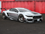 Цифровой среднемоторный S650 Ford Mustang GT Widebody охотится за C8 Chevy Corvette Prey