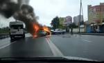"Лада" взорвалась после тройного ДТП в Тюмени